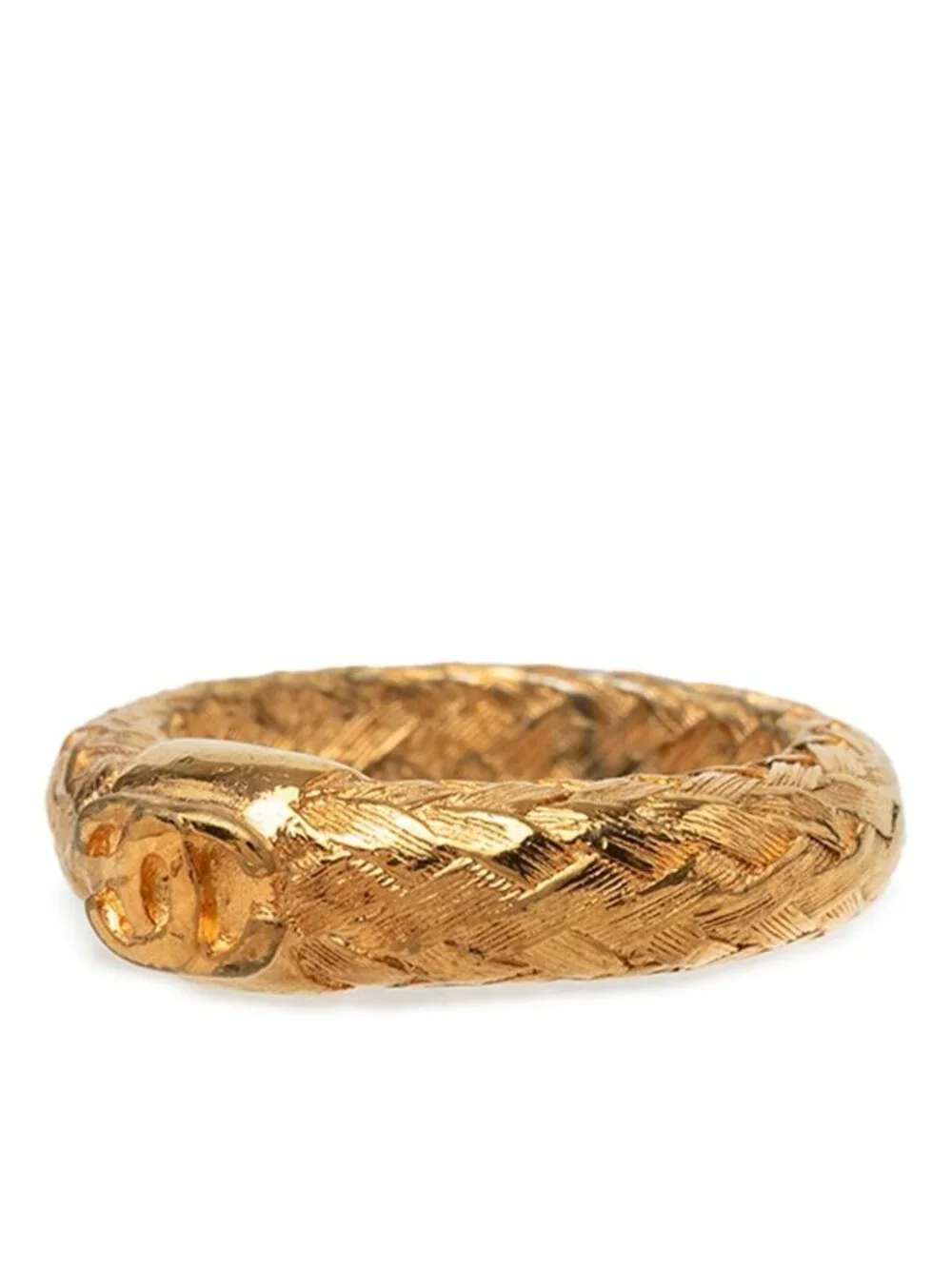 Chanel 00A CC Logo Chain Motif Ring Gold Plated